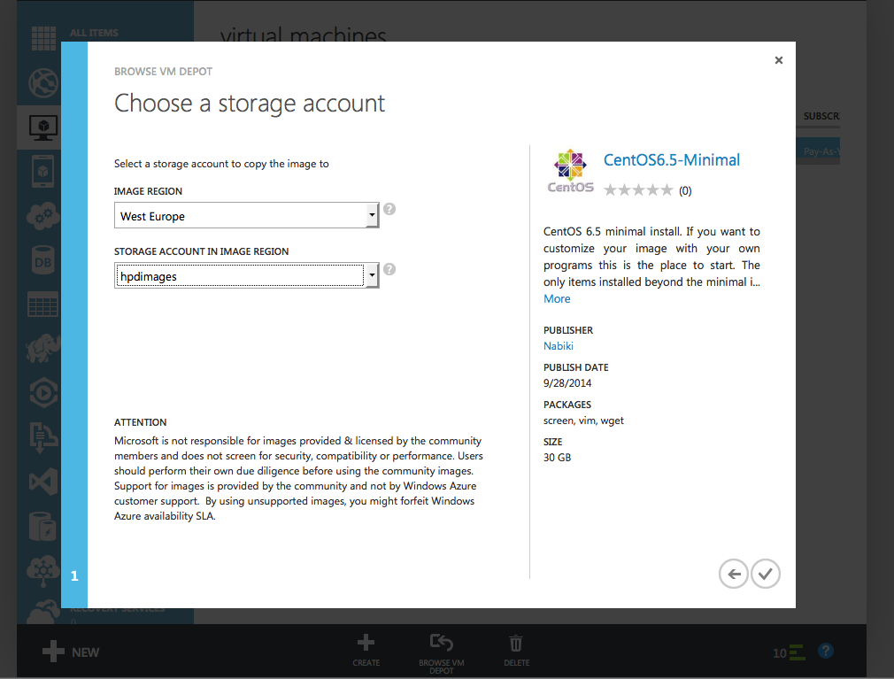 Selecting a Region and Storage service